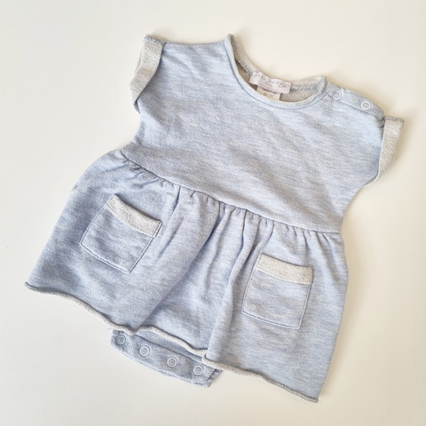 VESTIDO BODY ZARA T, 0- 6 MESES CELESTE BOLSILLO