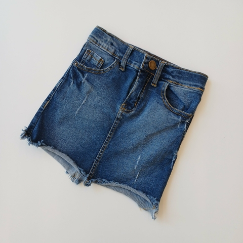 Pollera Crayon t. 4 años jeans flecos