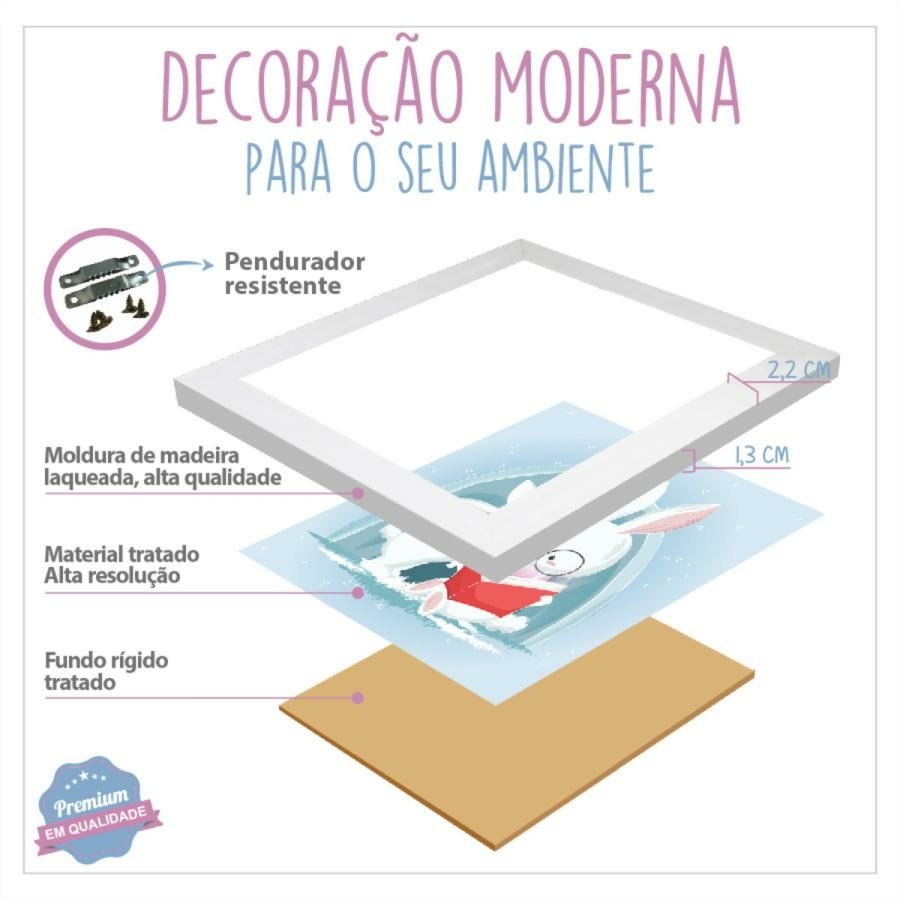 Kit Quadros Plaquinhas 3 Peças Desenho Panda Infantil 3mm
