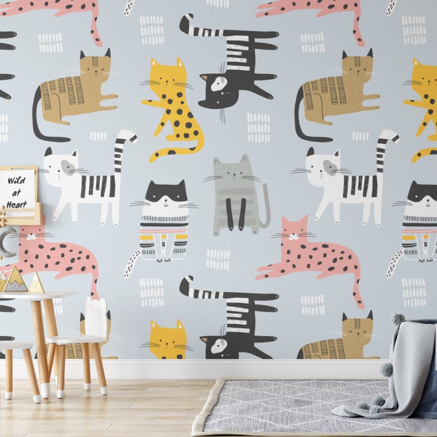 Papel de parede gatinhos gatos desenho autocolante