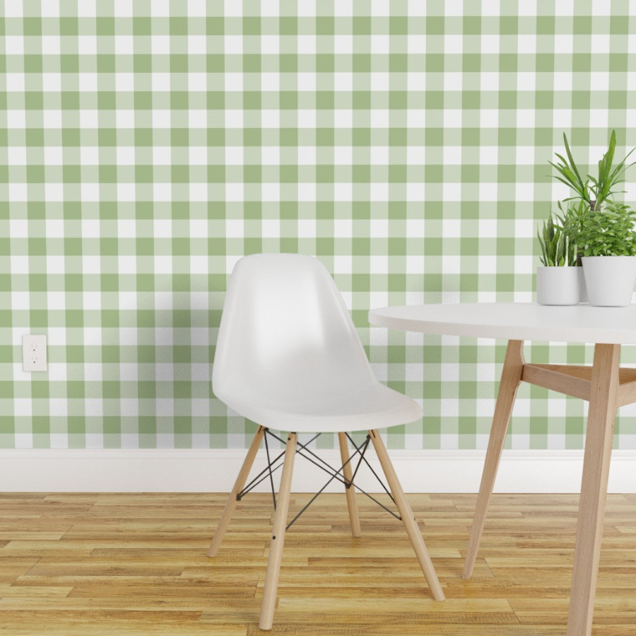 papel de parede xadrez verde e branco - Branco Casa