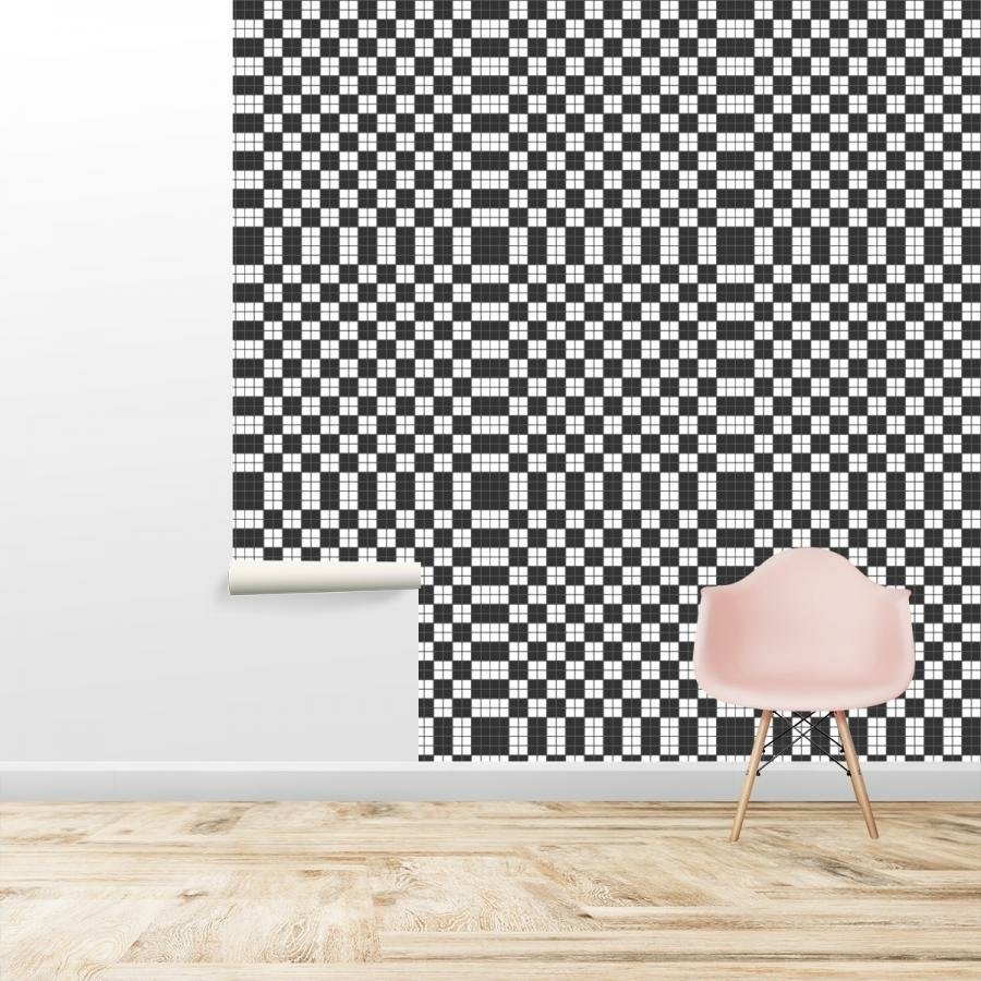 Papel parede xadrez preto e branco
