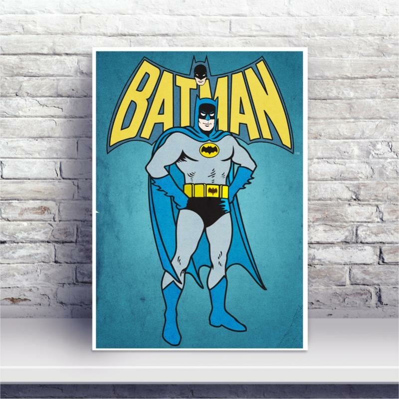 Quadro Decorativo Batman Desenho Heróis Geek Salas Quartos Com Moldura