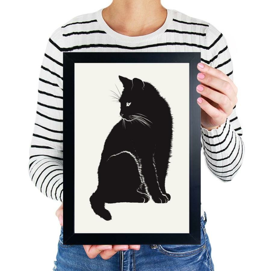 Quadro infantil desenho gato preto