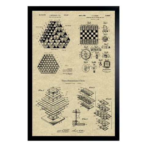Quadro decorativo desenho jogo tabuleiro de xadrez
