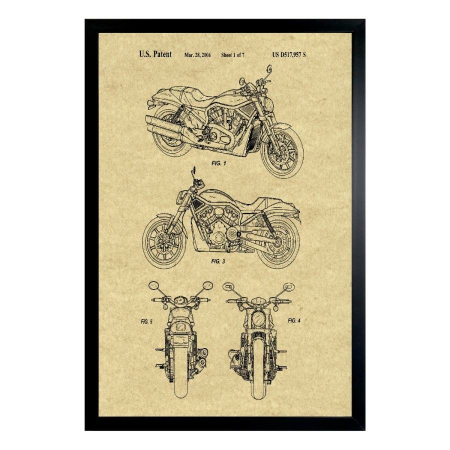 Quadro decorativo desenho moto Harley Davison