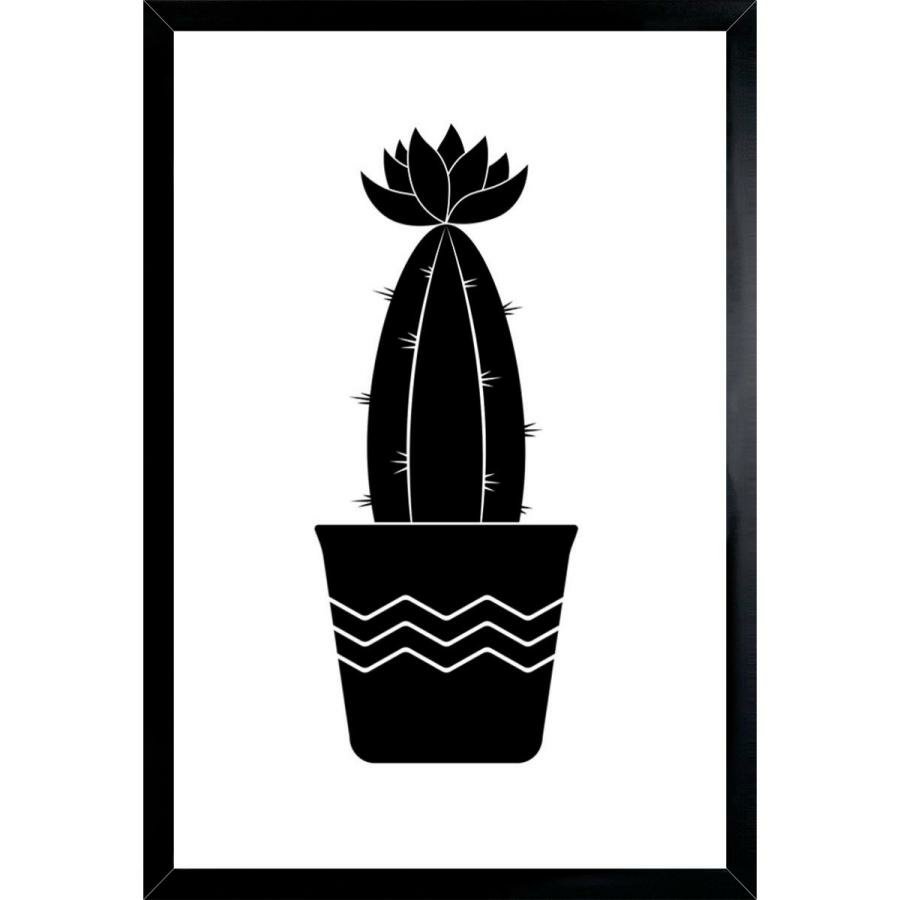Placa decorativa cactos preto e branco