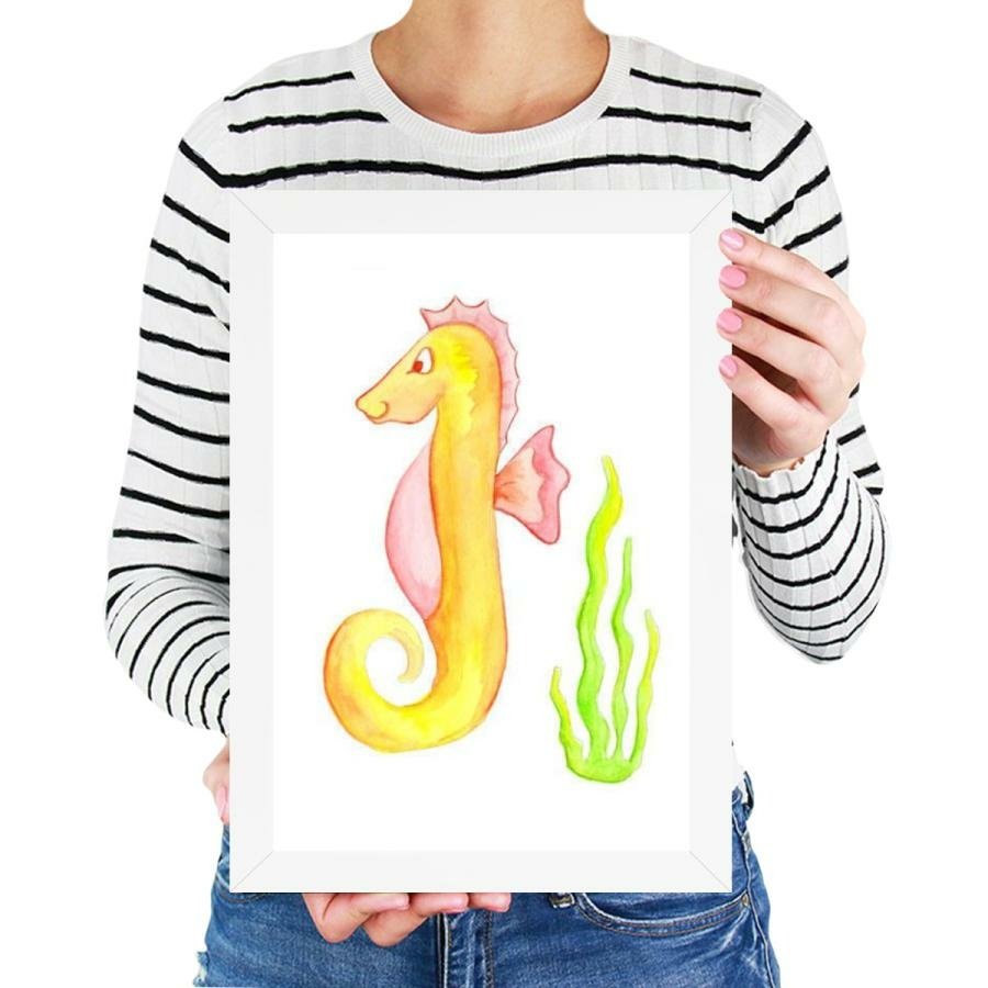 Quadro infantil desenho cavalo marinho - Conspecto