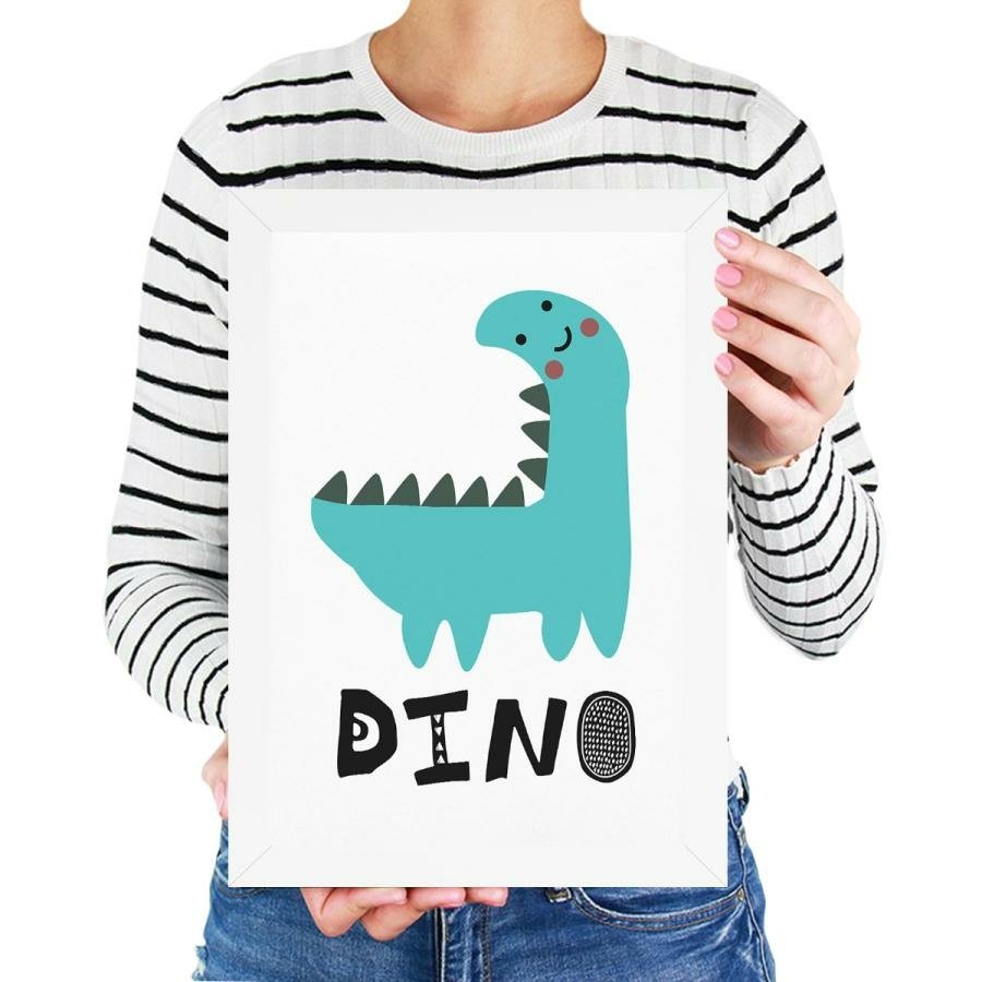 Quadro infantil desenho dinossauro verde - Conspecto