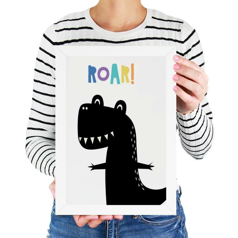 Quadro infantil desenho dinossauro preto - Conspecto