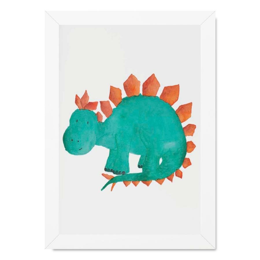 Quadro infantil desenho filhote dinossauro verde dino bebe