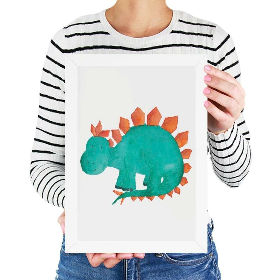 Quadro infantil desenho dinossauro verde - Conspecto