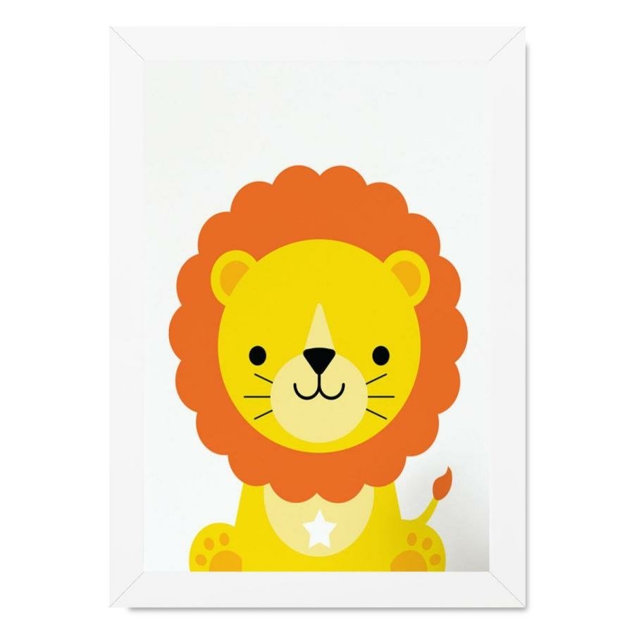 Quadro infantil desenho gato amarelo