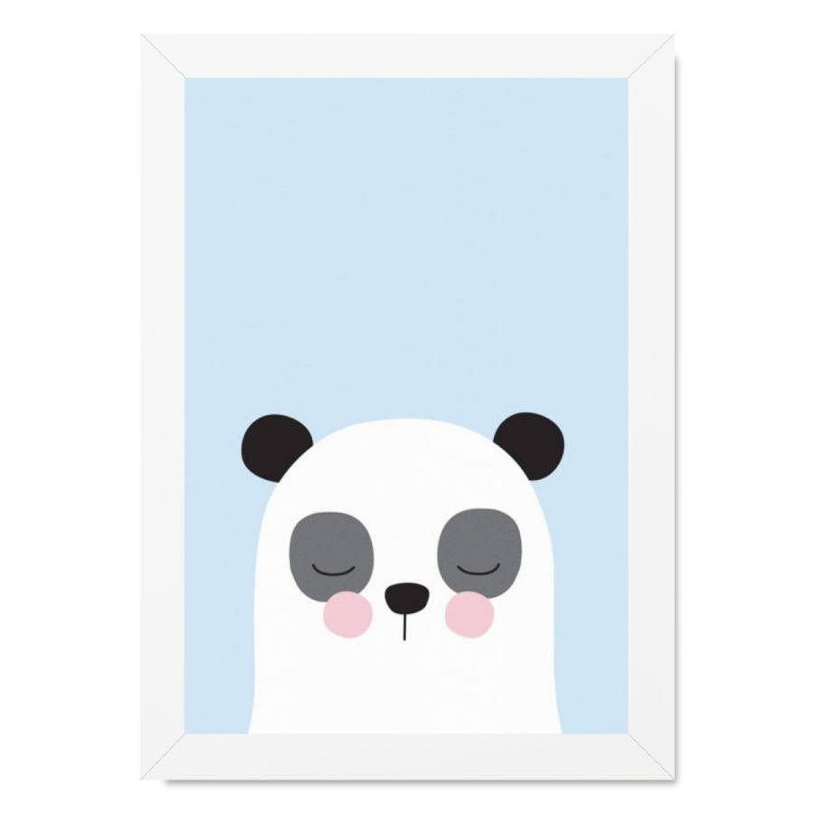 Quadro Infantil Desenho Panda Fundo Azul