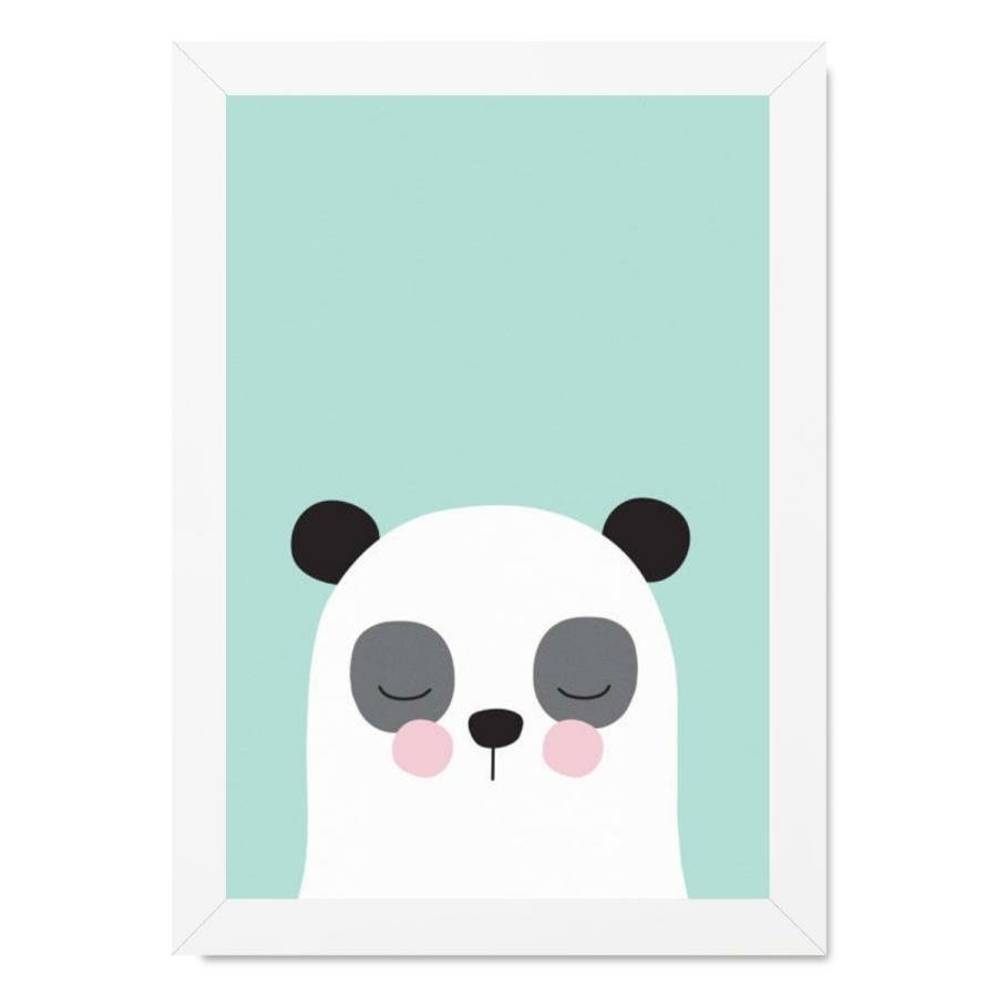 Quadro infantil Panda Desenho Preto e Branco