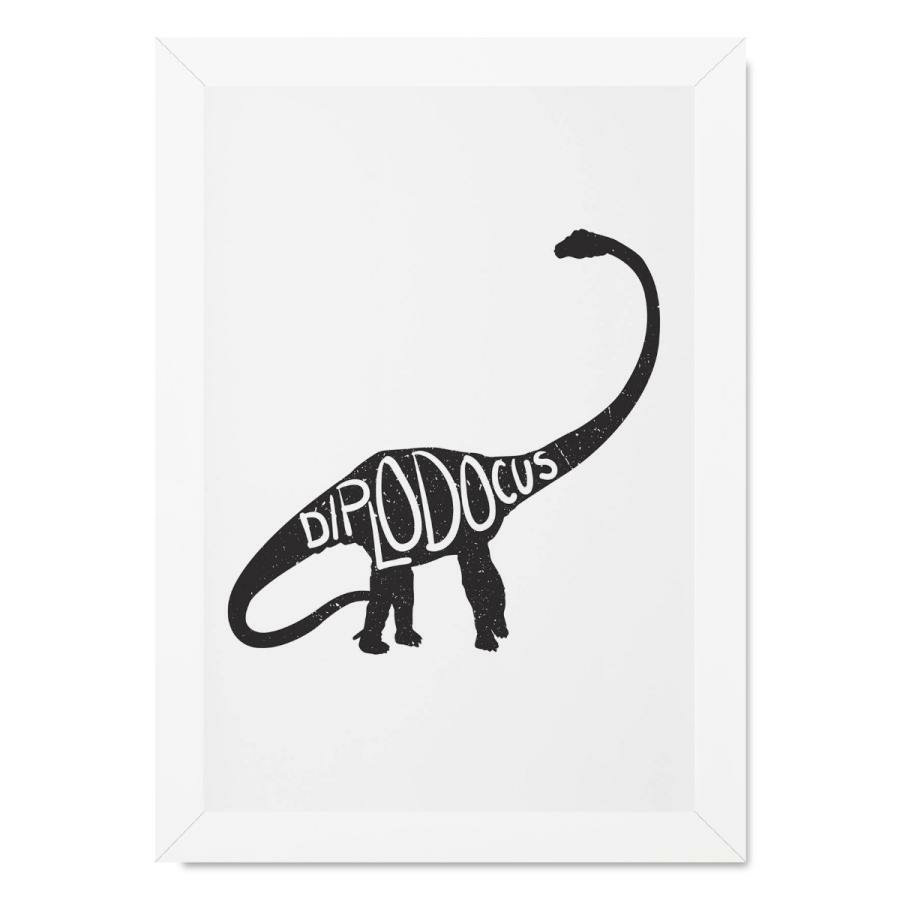 Quadro infantil desenho dinossauro preto - Conspecto