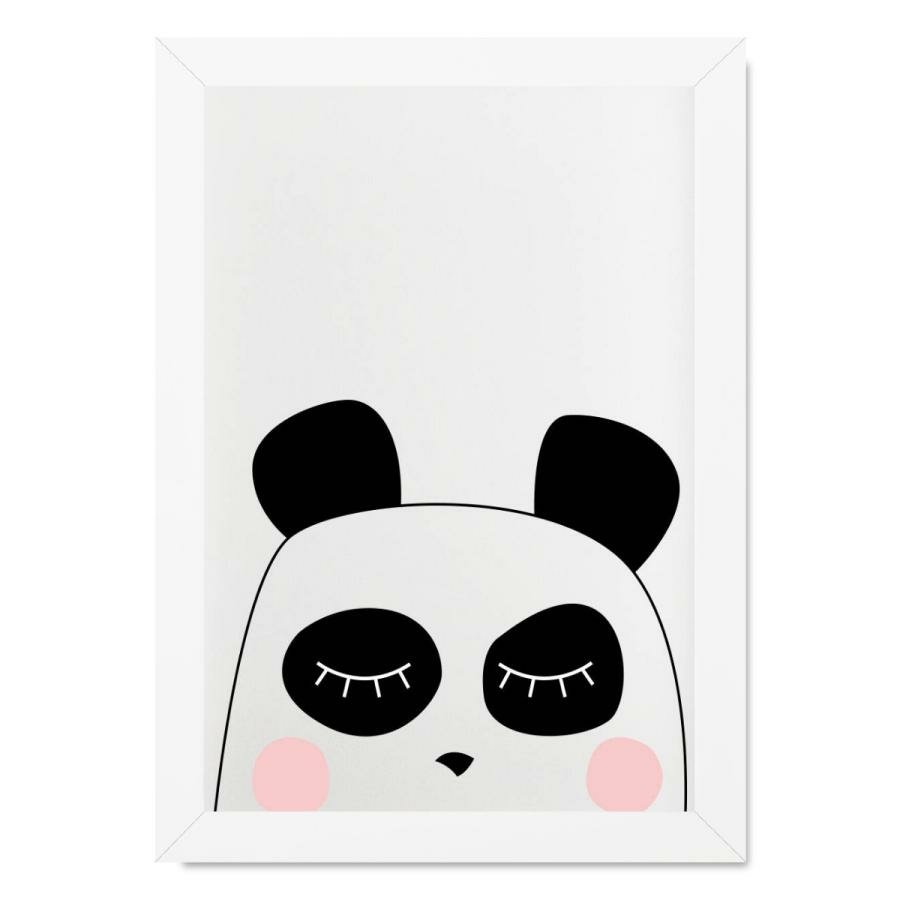 Quadro Infantil Bebê Kit Urso Panda Desenho Com 3 - 20x20 - Branco