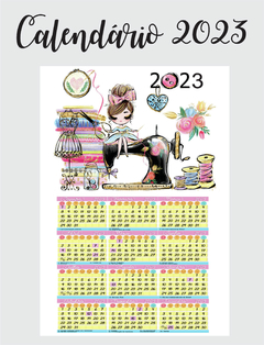 Tecido estampado calendario Menina maquina 2023 - comprar online