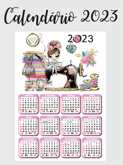 Tecido estampado calendario Menina maquina 2023 - comprar online