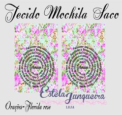 kit de tecido para Sacola Mochilinha orações florida rose