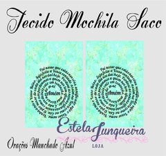 kit de tecido para Sacola Mochilinha manchado azul