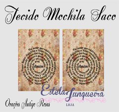kit de tecido para Sacola Mochilinha Orações Antigo Rosa