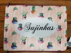 Necessaire Sujinha e Limpinha cactos fundo rosa - comprar online