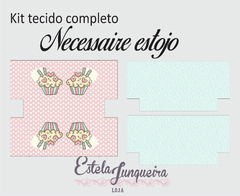 kit tecido completo necessaire estojo cupcake