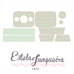 kit de Tecido Almofada de Pipoca - Floral fundo verde - Estela Junqueira