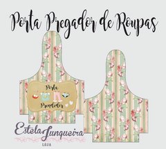 KIT TECIDO PORTA PRENDEDOR DE ROUPAS flor lilas