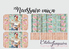 kit tecido necessaire caixa rose