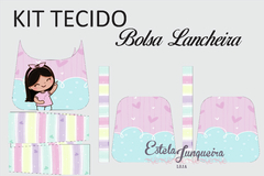 kit tecido bolsa lancheira menina castanho