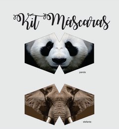 kit tecido mascaras  panda e elefante