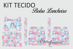 kit tecido bolsa lancheira sereia