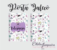 kit tecido porta jaleco gato lilas