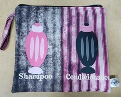 Porta Shampoo e Condicionador viajem - Pink e preto
