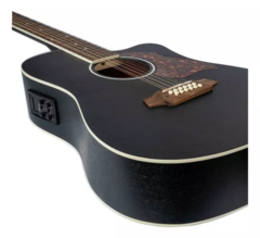 Guitarra Electroacústica 12 Cuerdas Caoba Negra Funda - tienda online
