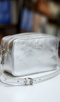 cartera "Belen" cuero graneado plata