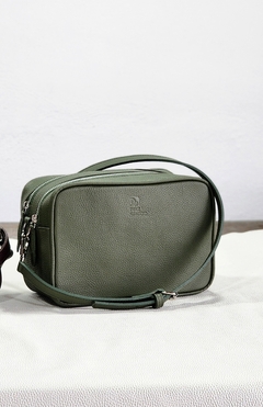 cartera "Belen" cuero graneado verde