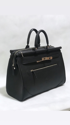 Cartera "Nantes Grande" cuero graneado negro