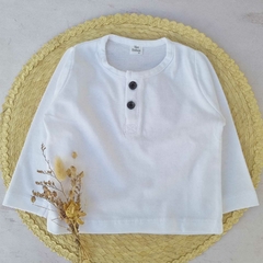 Remera Botón Blanca Manga Larga