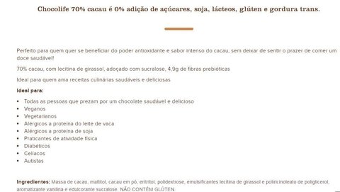 CHOCOLATE AO LEITE DE COCO 71% CACAU | 1,01KG | CHOCOLIFE na internet