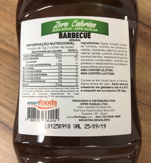 MOLHO BARBECUE ZERO SÓDIO ZERO AÇÚCAR | 350G | MRS TASTE - comprar online