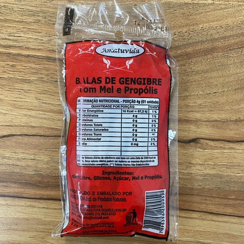 BALA DE GENGIBRE (SABORES) | 40G | AMATUVIDA - Empório Natural Foods - CNPJ 28.423.216/0001-89