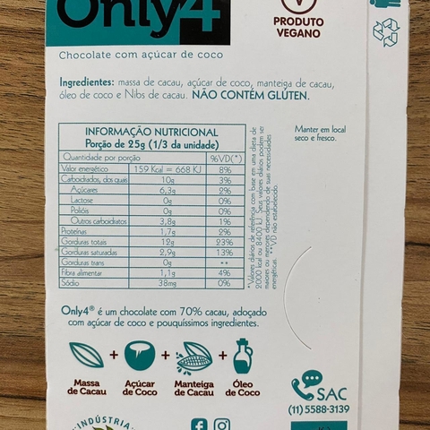 CHOCOLATE 70% (SABORES) | 80G | ONLY4 - Empório Natural Foods - CNPJ 28.423.216/0001-89