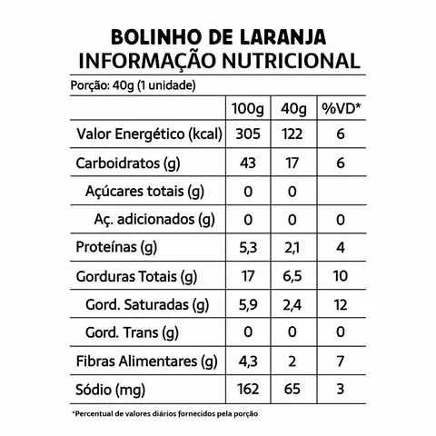 BOLINHO LARANJA C/ GOTAS DE CHOCOLATE | 40g | BELIVE - comprar online