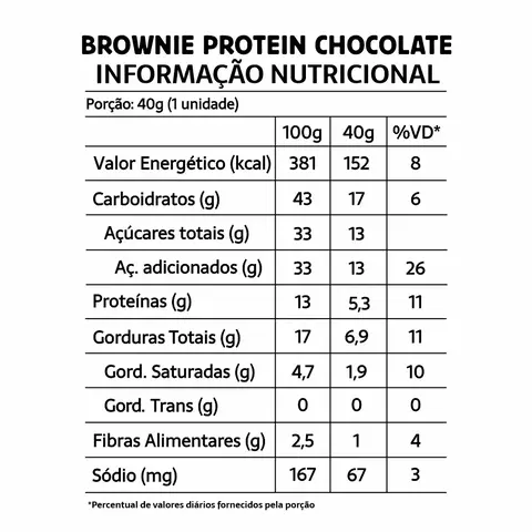 BROWNIE PROTEICO DOUBLE CHOCOLATE S/ GLÚTEN S/ LACTOSE | 40G | BELIVE - comprar online