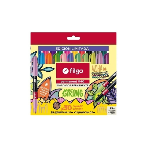 NUEVO!! Marcador Permanente Filgo Strong 040 Aloha Fino X 30 Un.