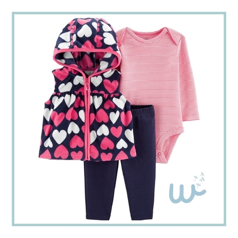 Carter&#039;s Set 3 piezas Body Chaleco y Pantalón Corazones (18591810)