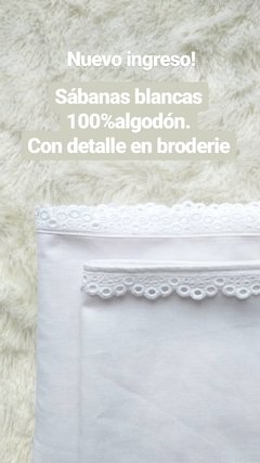 Sábanas blancas de algodón y Broderie - comprar online